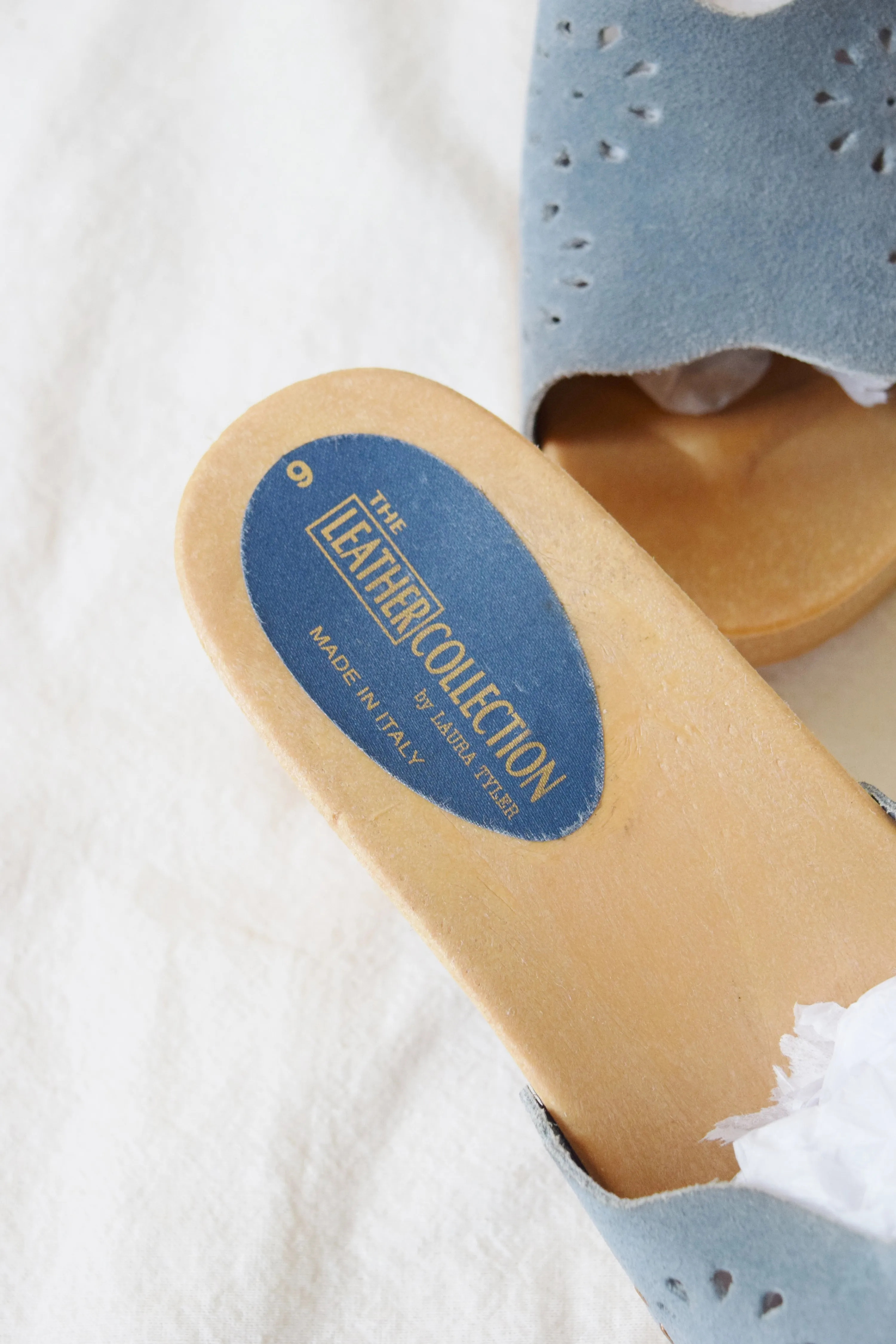 Vintage Blue Suede Mules | 40 / 9