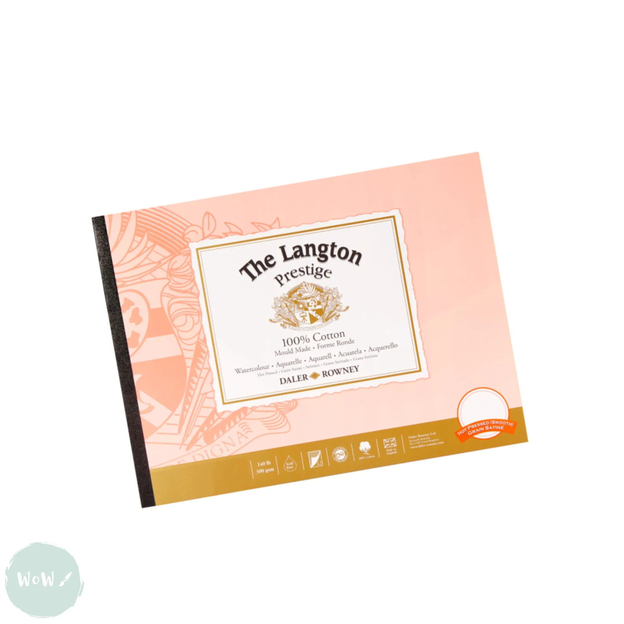 WATERCOLOUR PAPER - Pad - LANGTON PRESTIGE - 100% Cotton - 300gsm - HOT PRESSED Surface - 14 x 10"