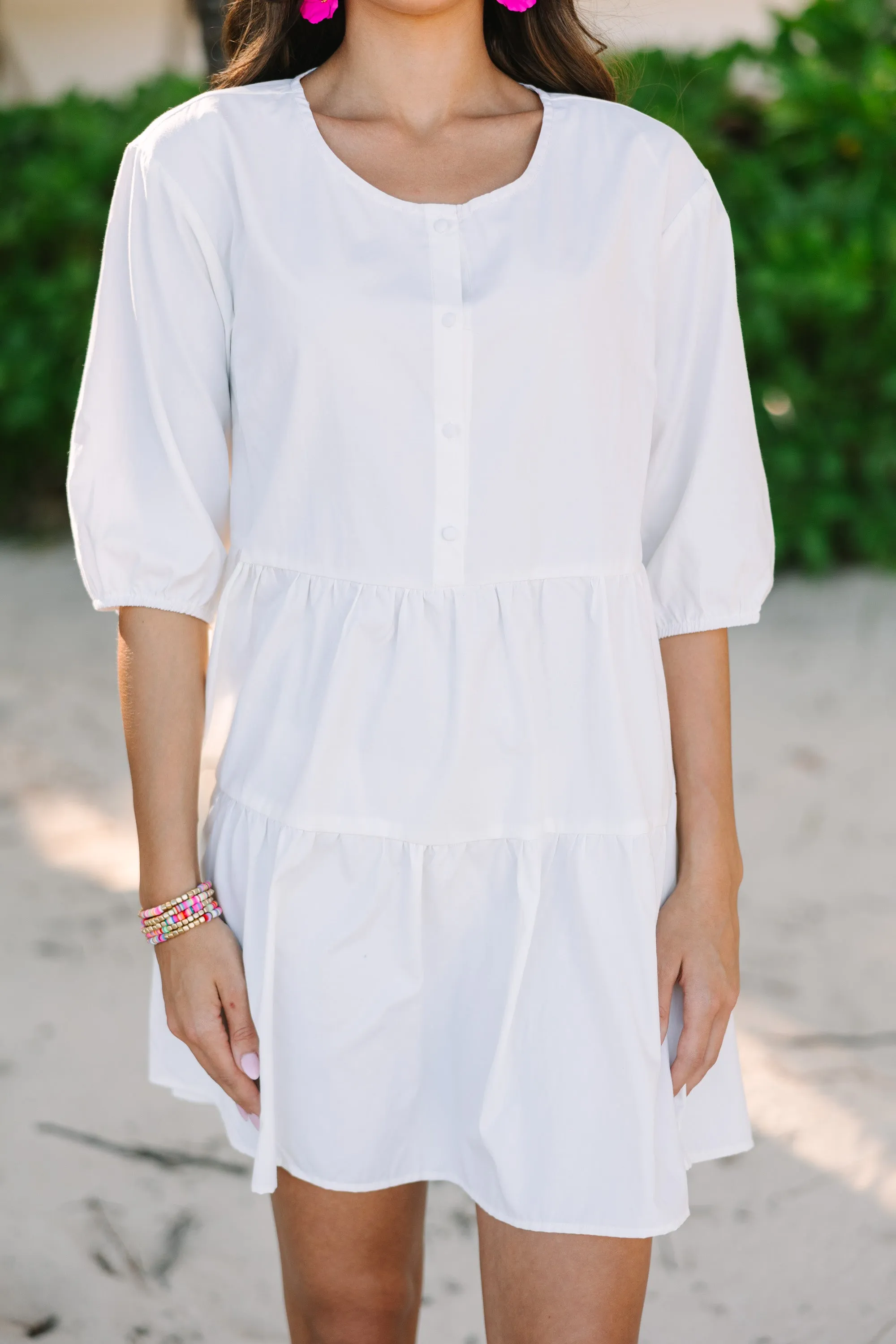 What's In A Name Off White Tiered Dress