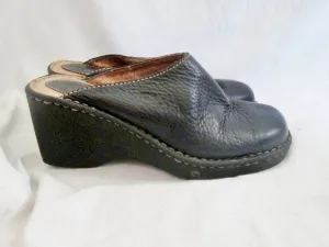 Womens BORN Leather Clog Shoe Slip-On Loafer Comfort Walking BLACK 8 Mule
