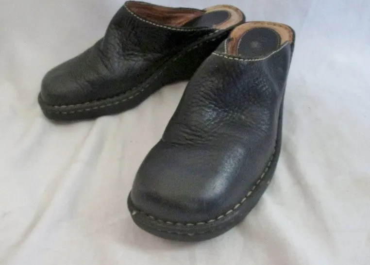 Womens BORN Leather Clog Shoe Slip-On Loafer Comfort Walking BLACK 8 Mule