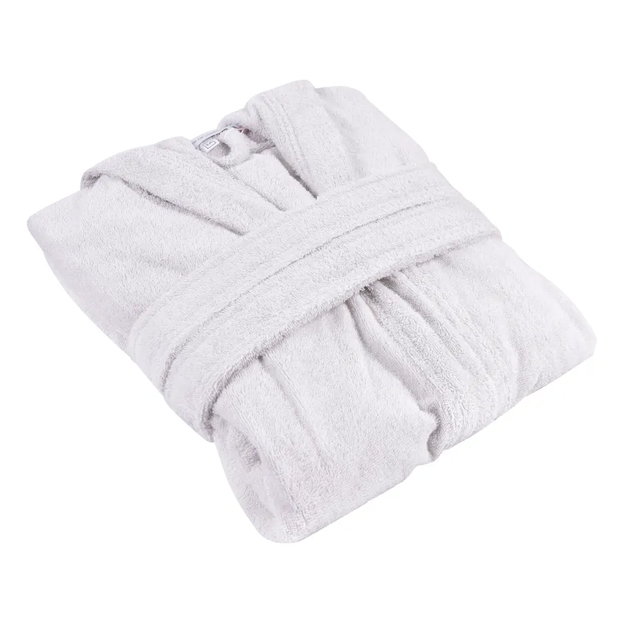 Women's Hooded Nua Cotton Dressing Gown - Pale Grey