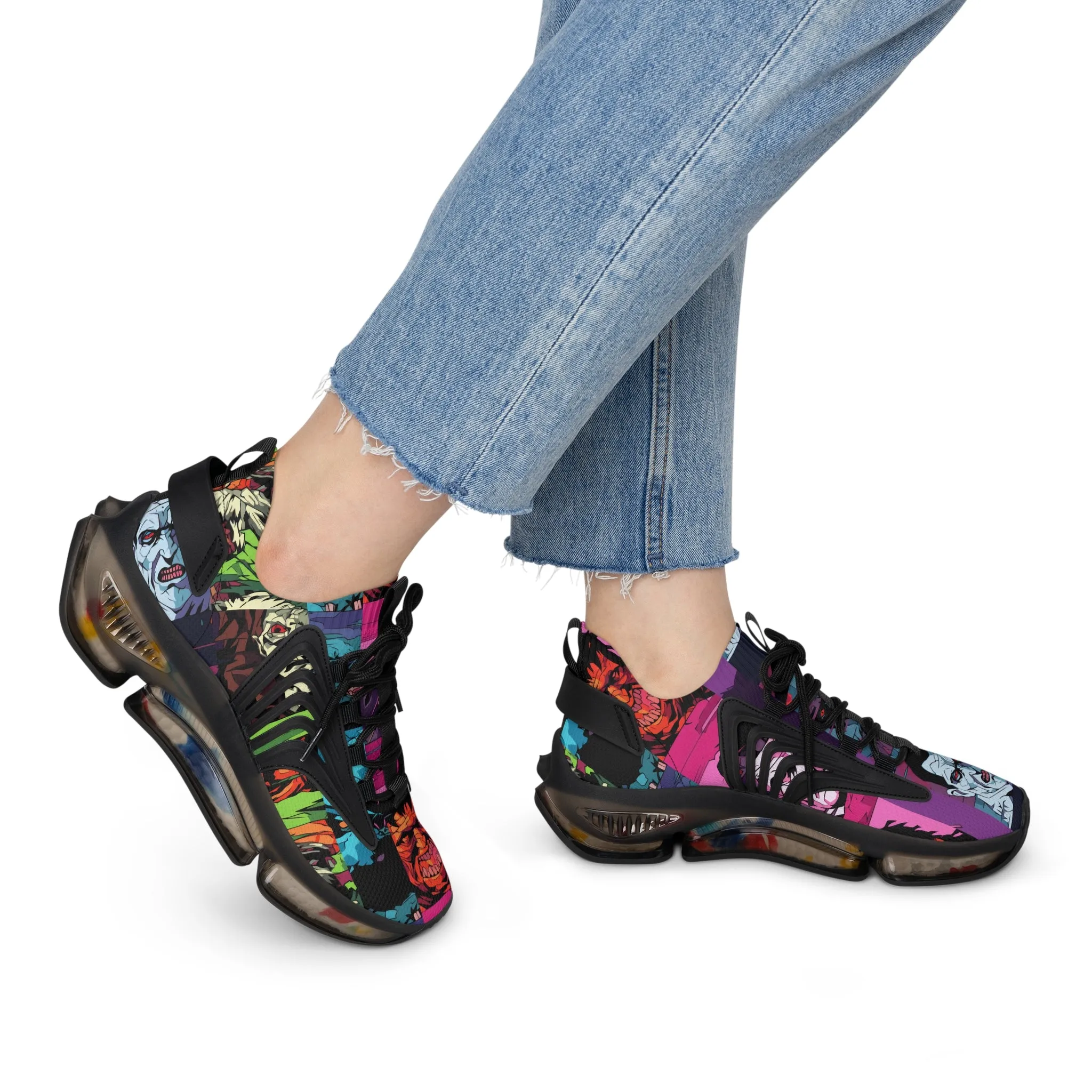 Women's Mesh Sneakers - Spooky Monsters Anime Beta