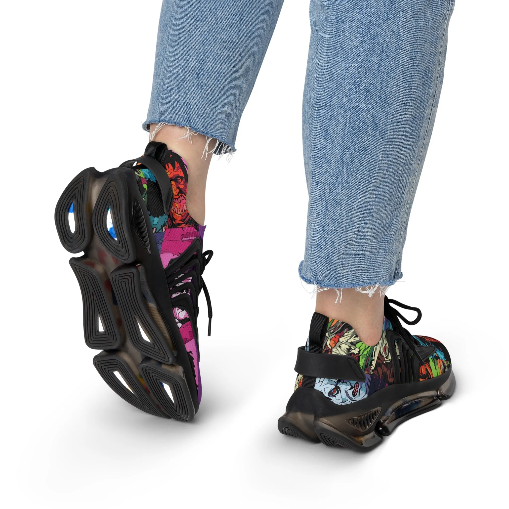 Women's Mesh Sneakers - Spooky Monsters Anime Beta