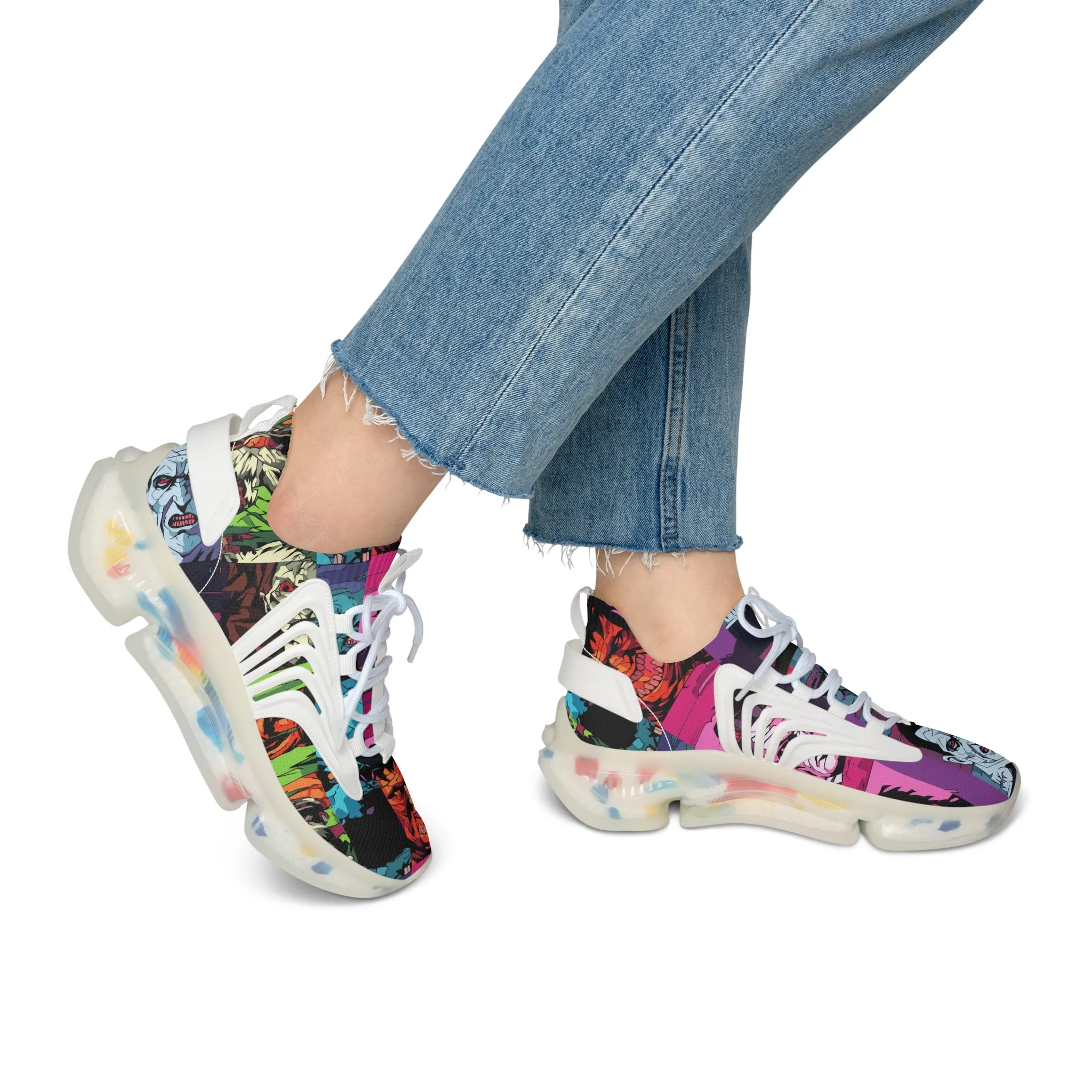 Women's Mesh Sneakers - Spooky Monsters Anime Beta