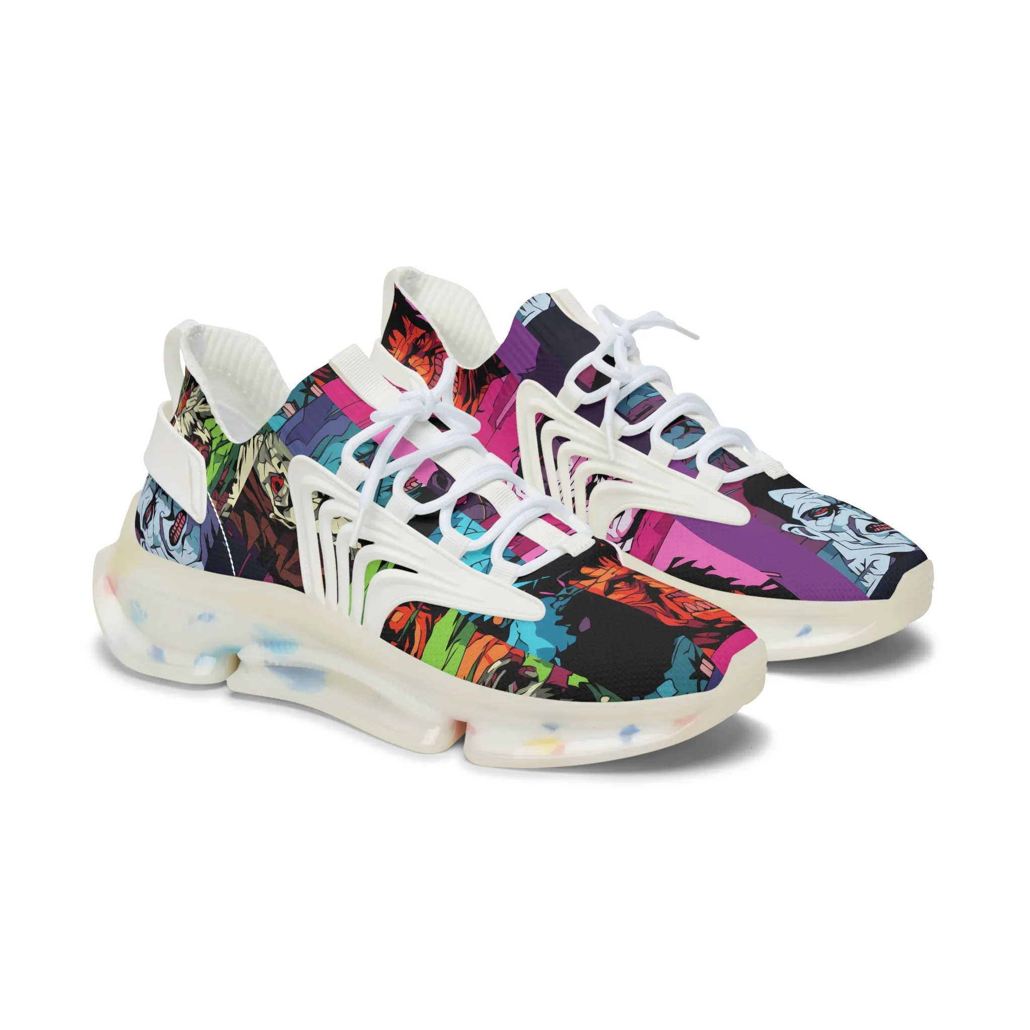 Women's Mesh Sneakers - Spooky Monsters Anime Beta