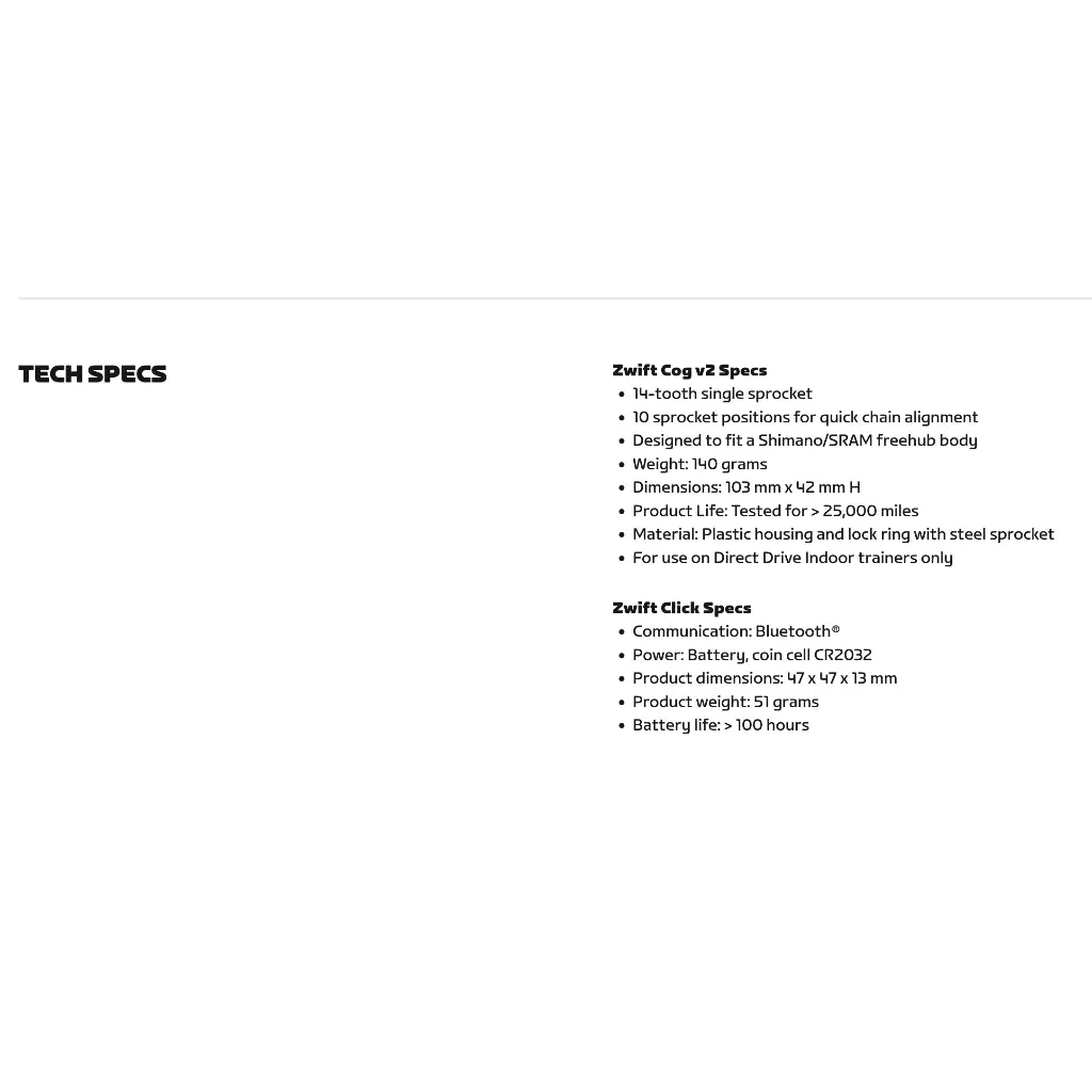 Zwift Cog and Click Upgrade Kit